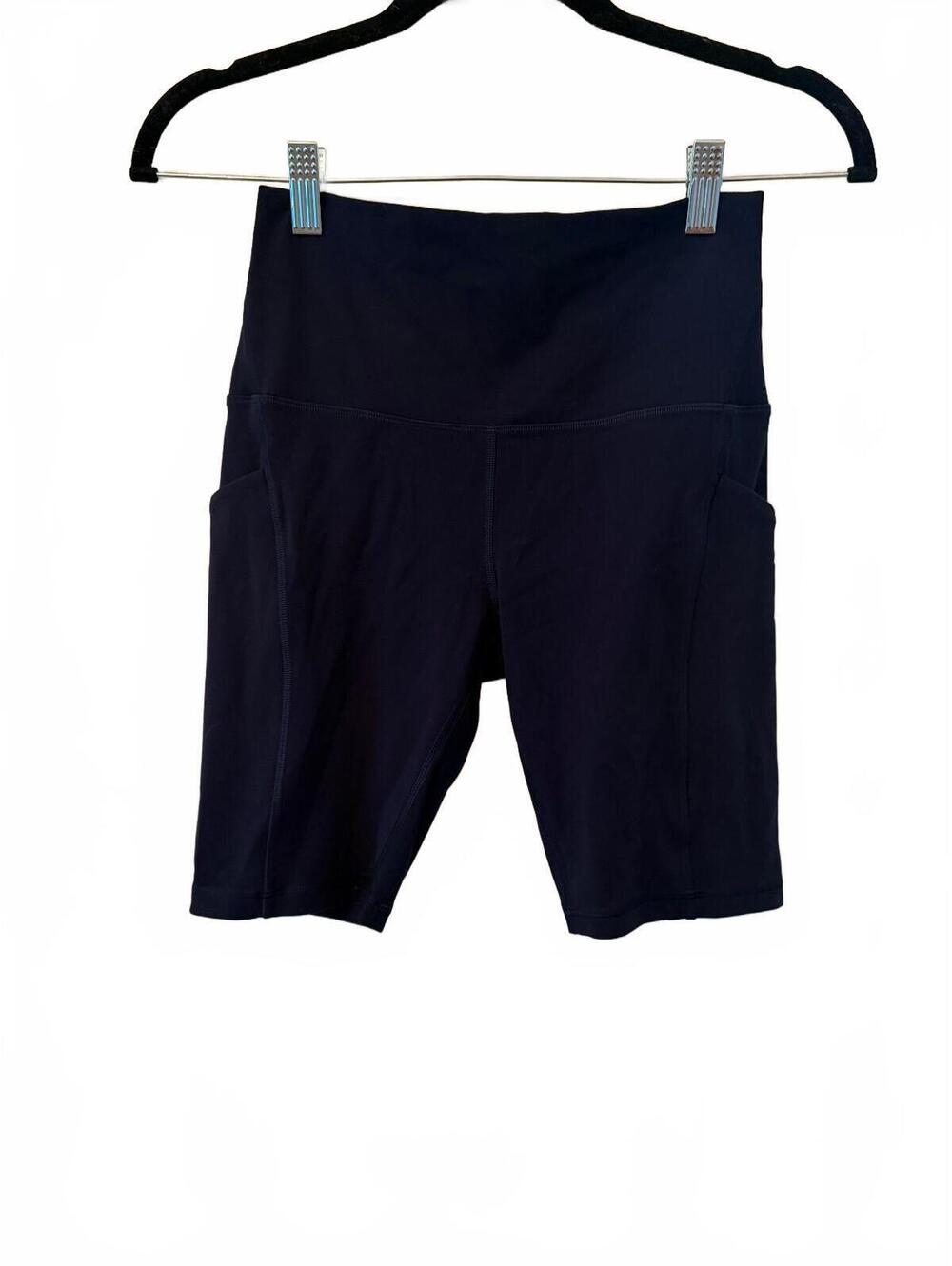 Lululemon Navy High-Rise Biker Shorts with Side Pockets Size 6
